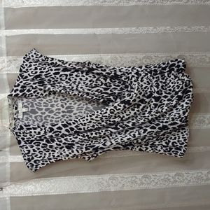 Chaus NY size large black and white animal print blouse